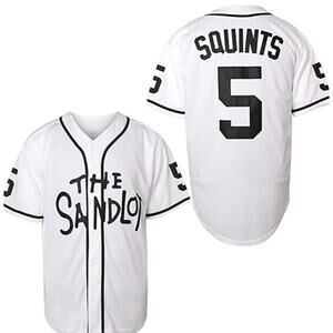 Sandlot Baseball Jersey Squints #5 White Black Stitched Men's Size M